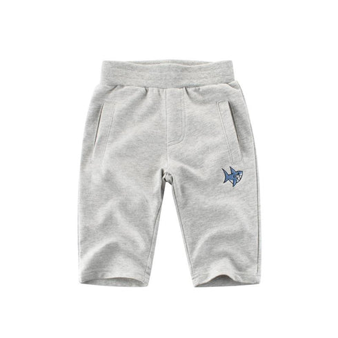 Children's Shark Embroidery Capris